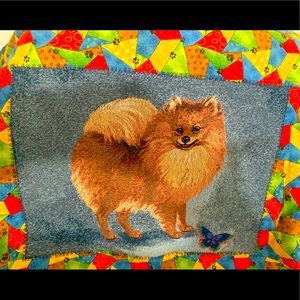 Pomeranian baby blanket. Or can use as a tapestry. Also dog blanket.